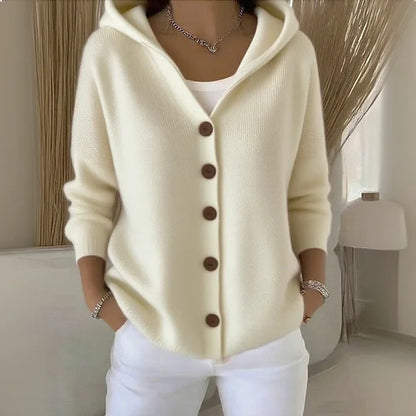 Women's Hooded Button Down Knit Cardigan Sweater