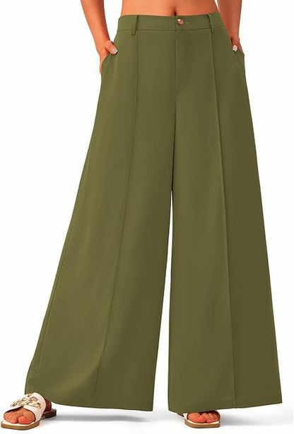 Women's High-Waisted Wide-Leg Palazzo Pants – Elegant Business Trousers