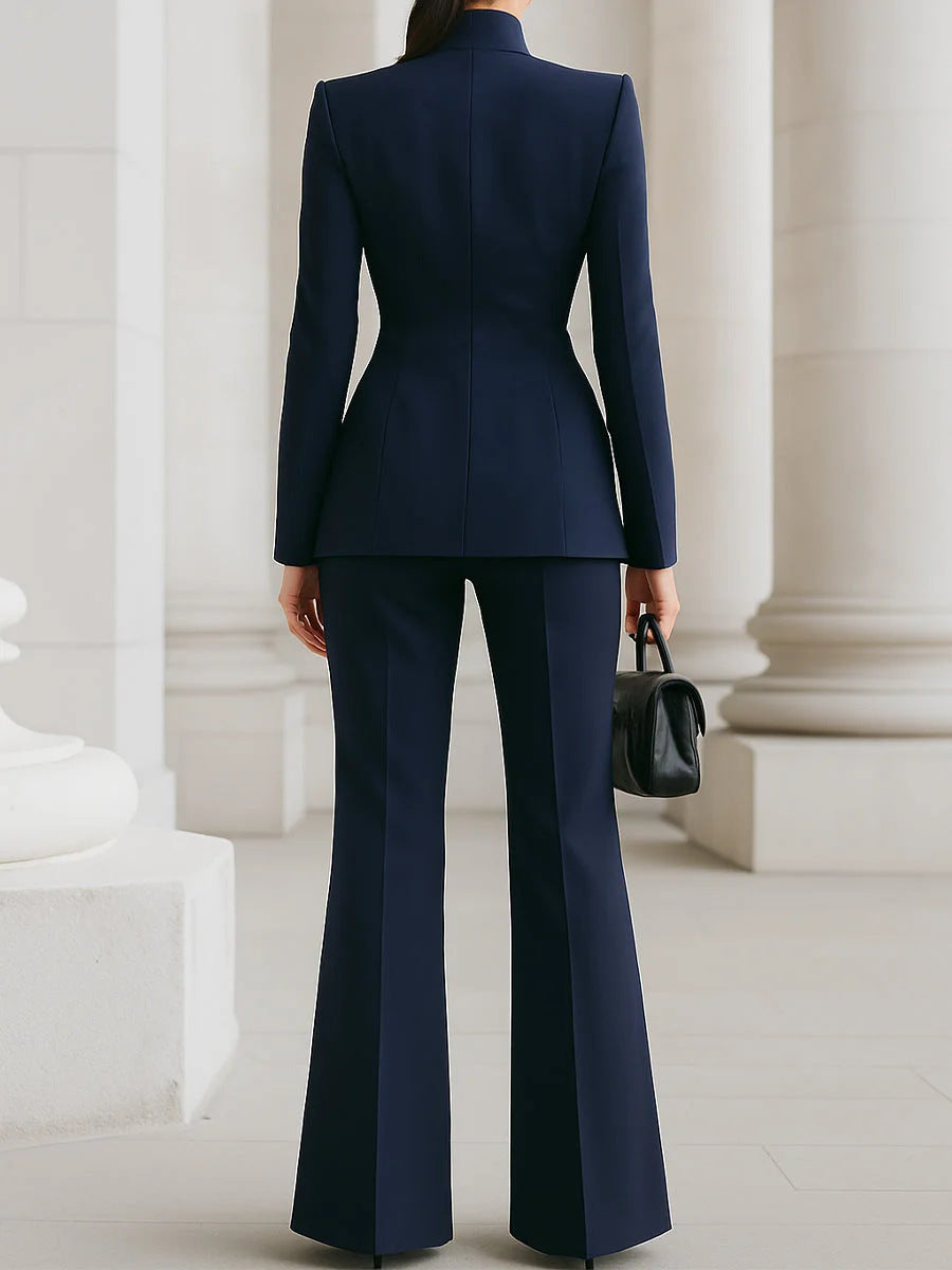 Women's 2 Piece Blazer Wide Leg Pants Suit Set