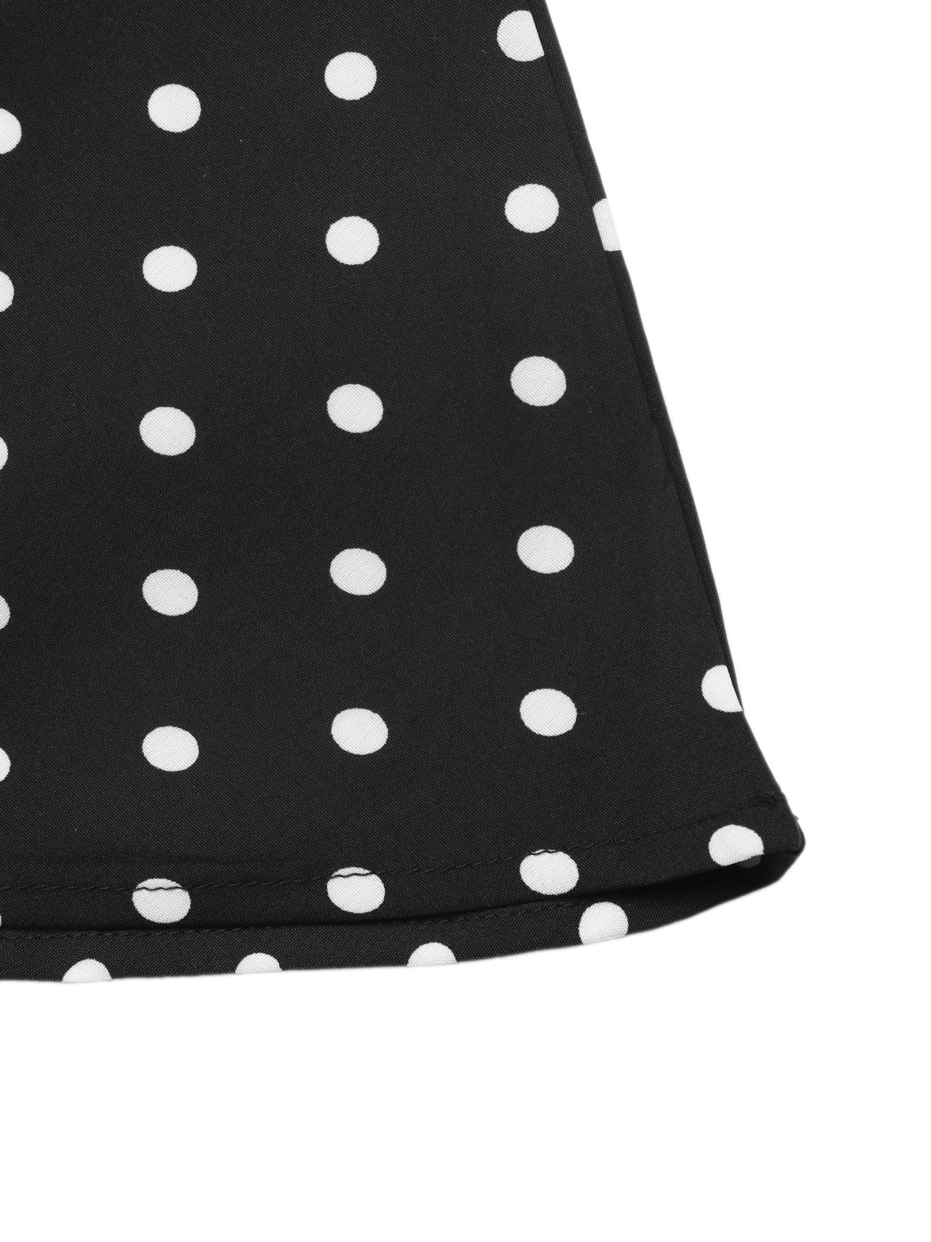 Polka Dot Contrast Collar Long Sleeve Mini Dress