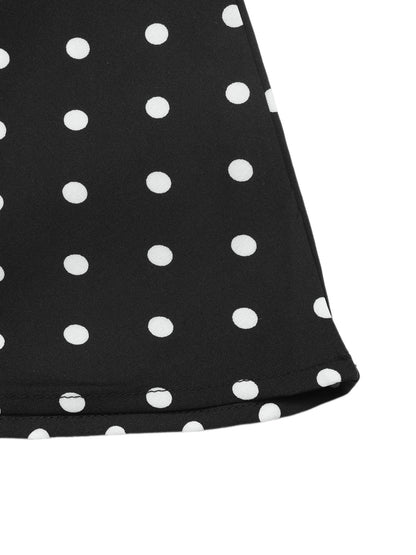 Polka Dot Contrast Collar Long Sleeve Mini Dress