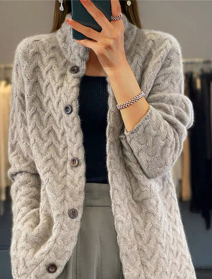 Oversized Chunky Knit Button Front Cardigan