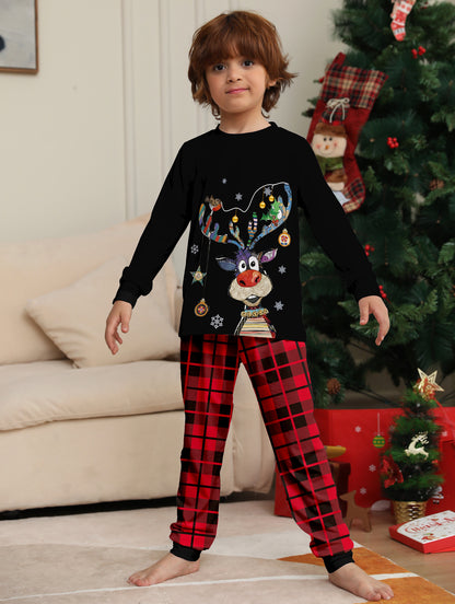 Plaid Deer Christmas Parent-child Outfit Printed Christmas Pajama Set