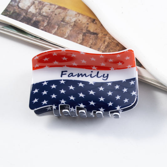 4th of July American Flag Hair Claw Clip USA
