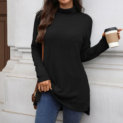 Women's Oversized Turtleneck Long Sleeve Tunic Side Slit