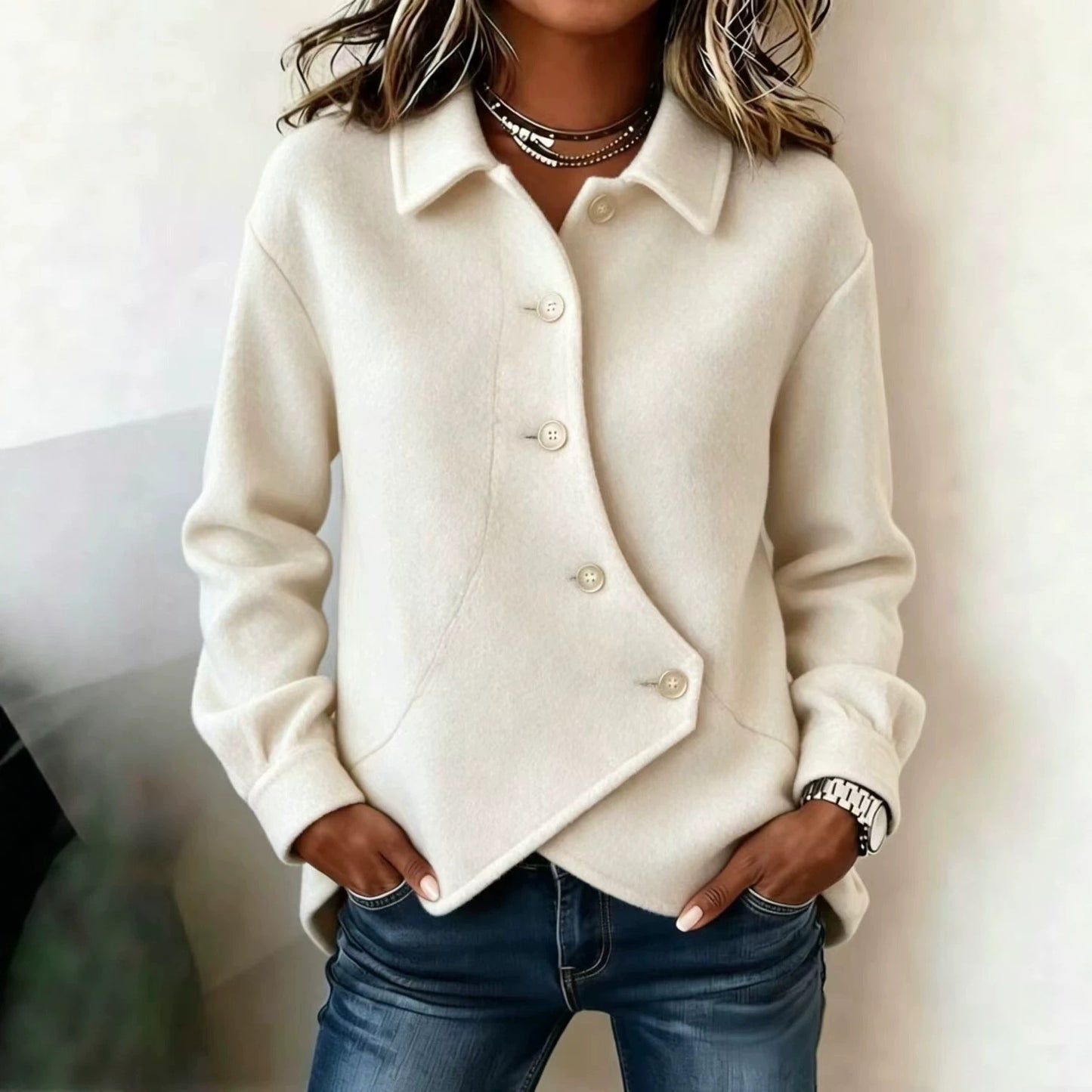 Women's Asymmetrical Button Front Shacket