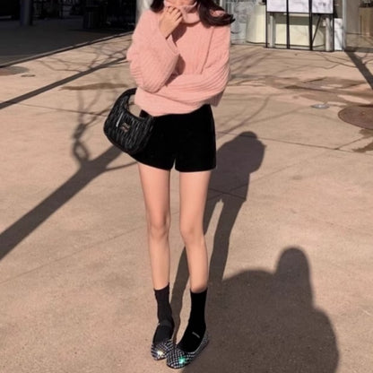 Oversized Ribbed Turtleneck Sweater Slouchy Knit