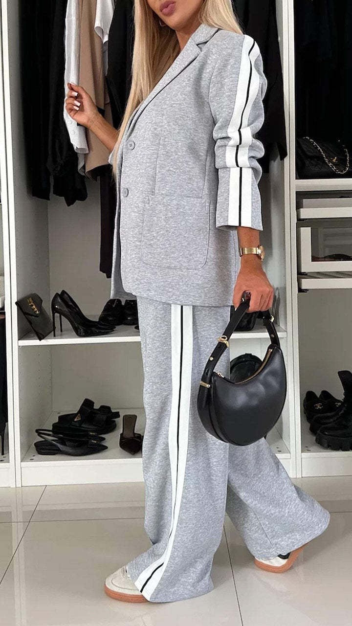 Women Casual Blazer Wide Leg Pants Matching Set