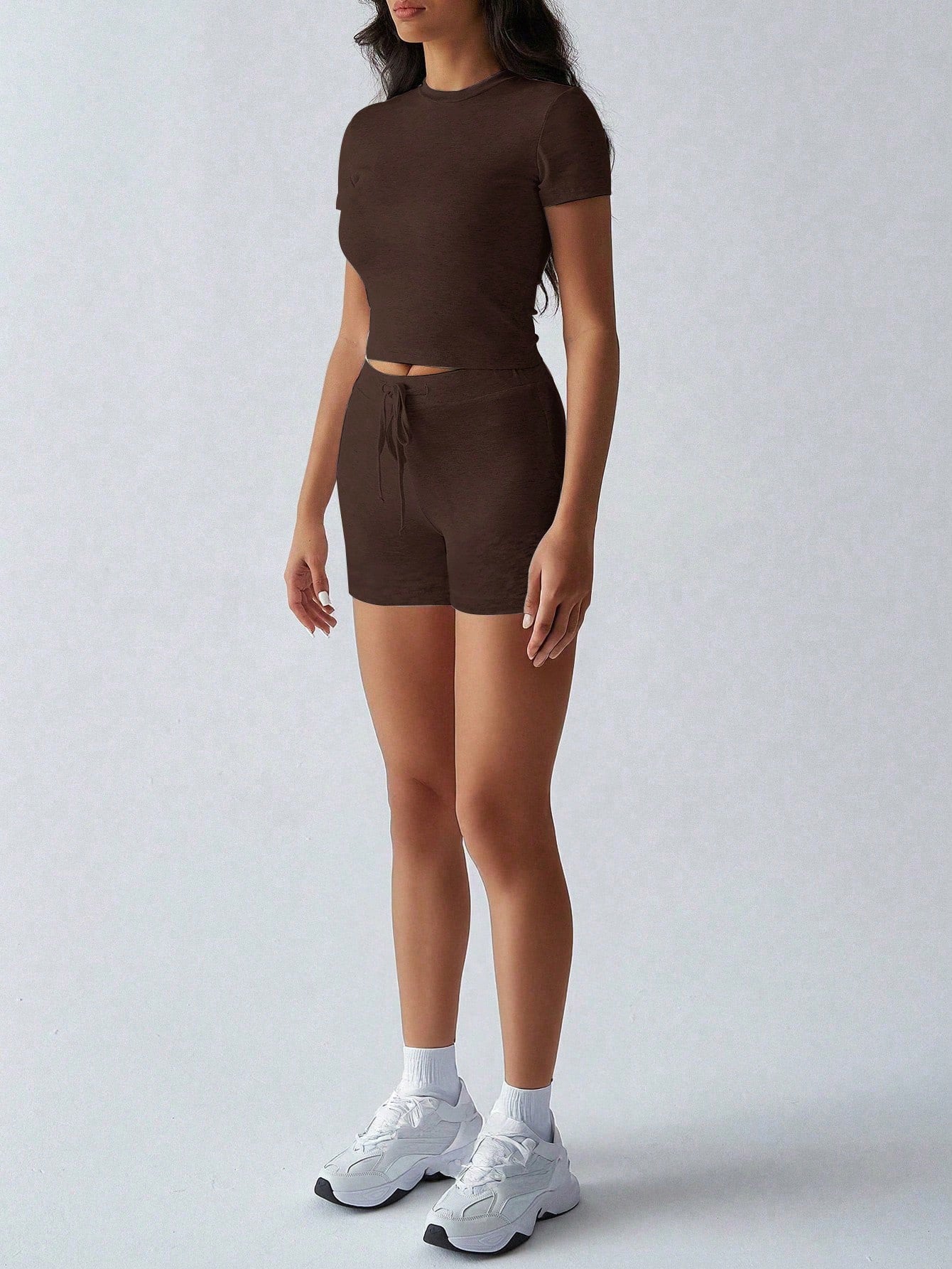 Pilates Crop Tee and Biker Shorts Athleisure Set