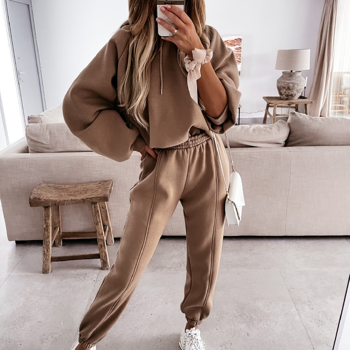 Women's Oversized Fleece Hoodie Jogger Pants Set