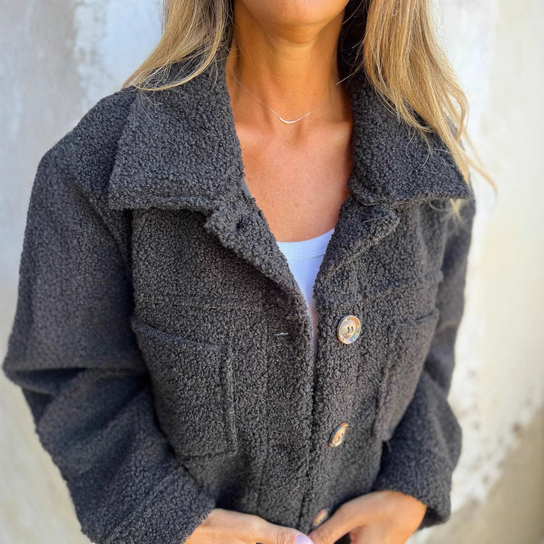 Women's Oversized Sherpa Jacket Button Front Fleece