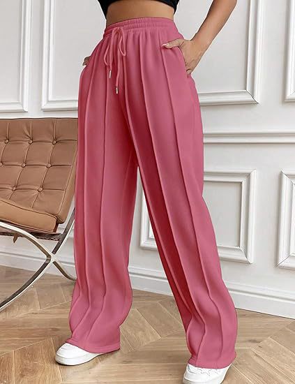 High Waist Cotton Wide Leg Drawstring Pants