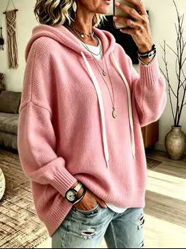 Women's Oversized Hooded Knit Sweater Pullover