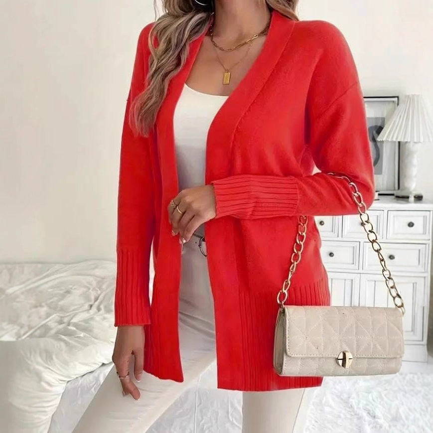 Plus Size Oversized Chunky Cardigan Open Front Pockets