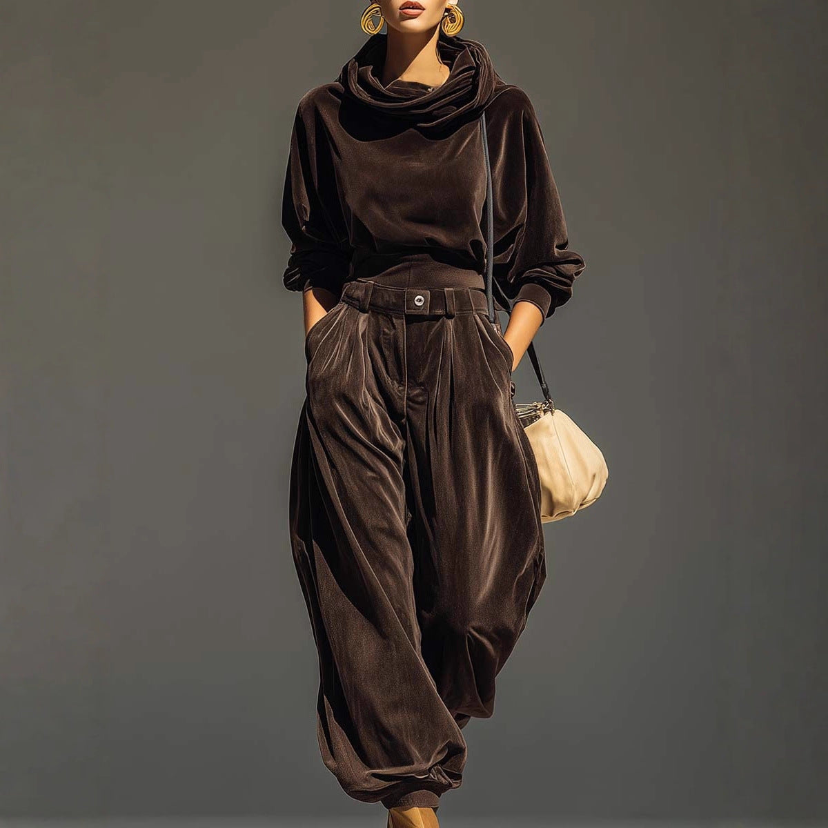 Womens Velvet Lounge Jogger Pants Set