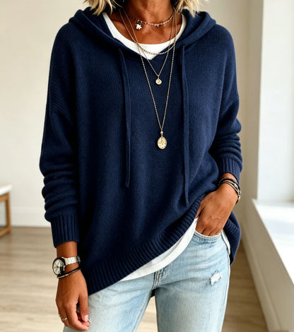 Women's Oversized Hooded Knit Sweater Pullover