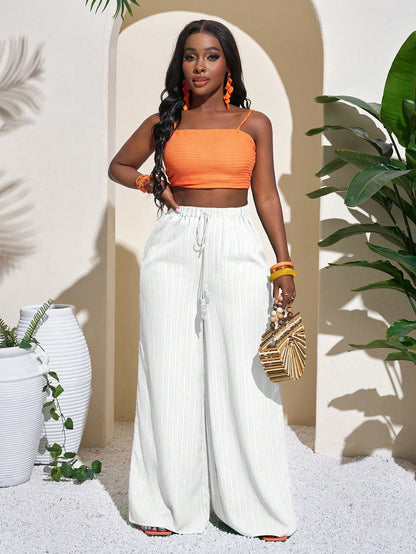 Women's High Waist Palazzo Pants Wide Leg Drawstring