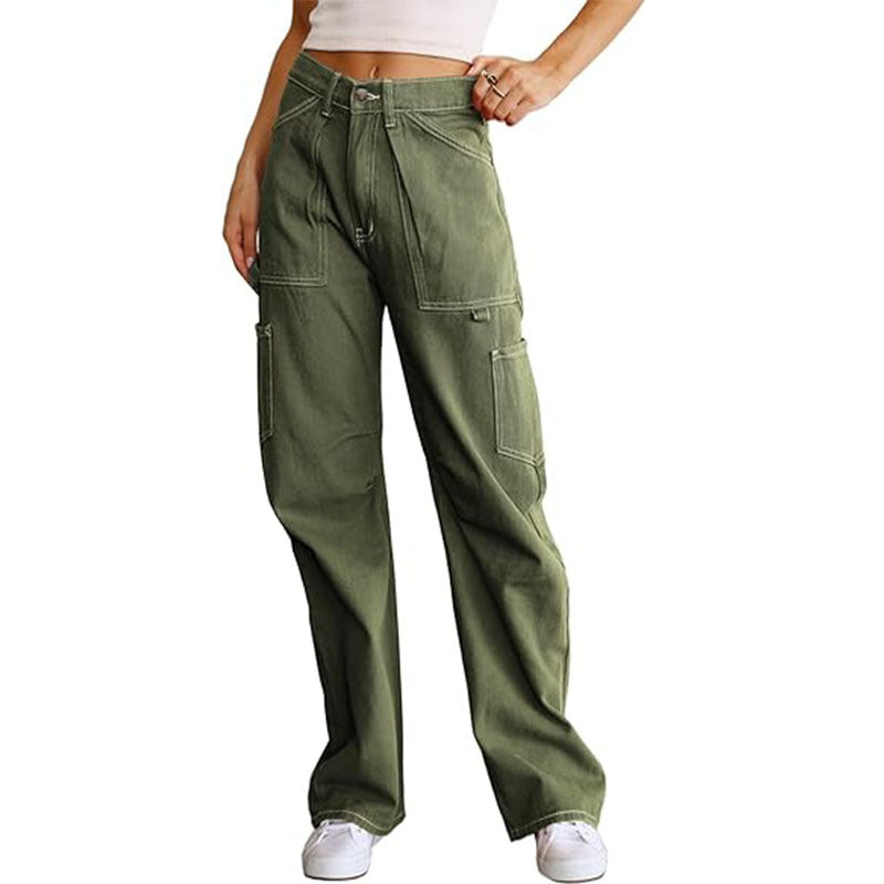 Women's High Waist Loose Cargo Pants with Pockets Streetwear