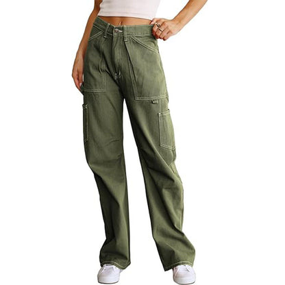 Women's High Waist Loose Cargo Pants with Pockets Streetwear