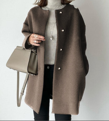 Women's Oversized Straight Wool Blend Coat Mid-Length