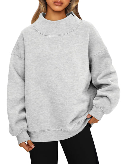 Women's Mock Neck Oversized Pullover Sweatshirt