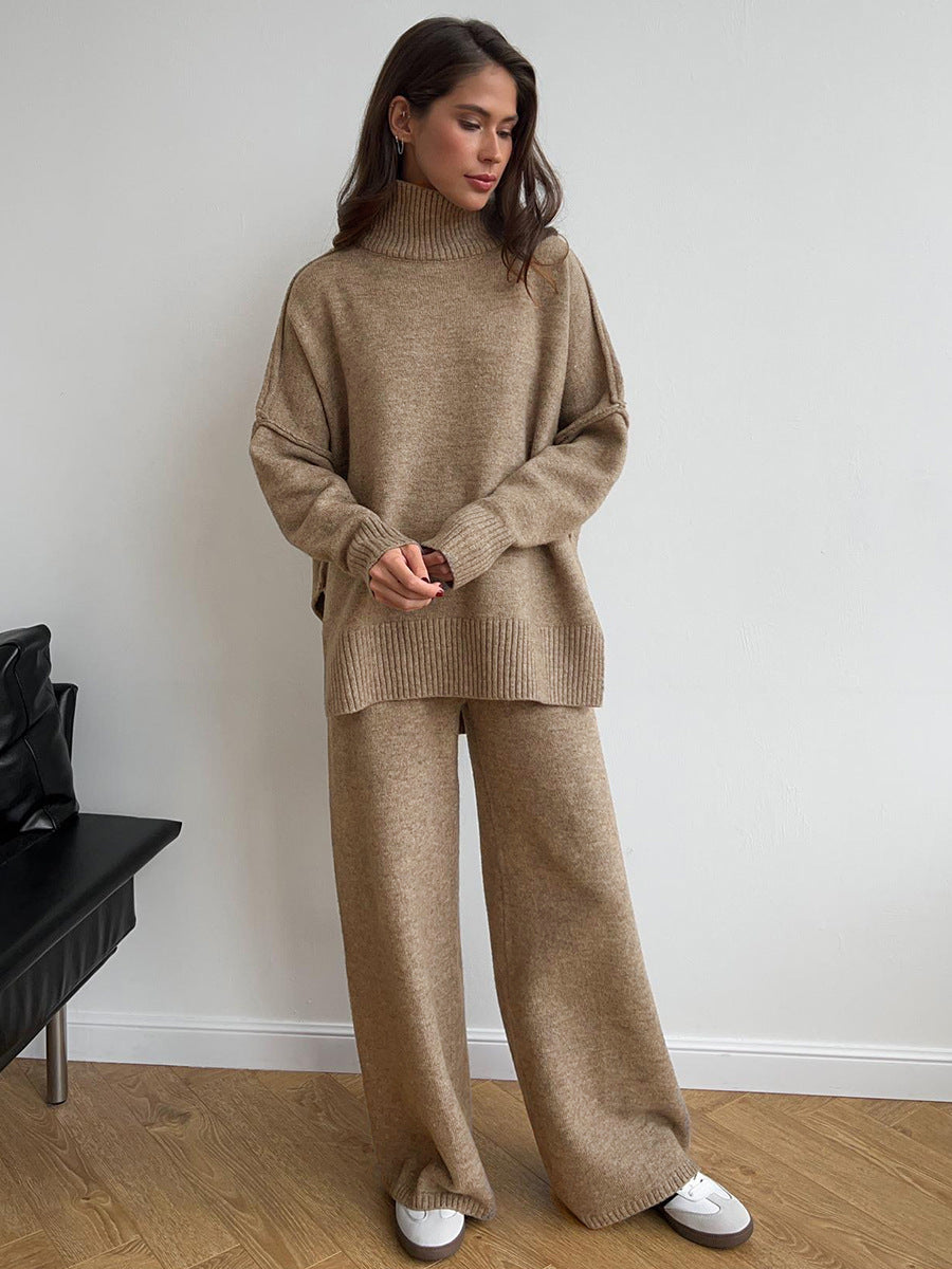 Women's Turtleneck Knit Sweater Set with Pants