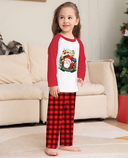 Parent-child Pajamas Loungewear Cartoon Plaid Print Long-sleeved Festive Christmas Suit