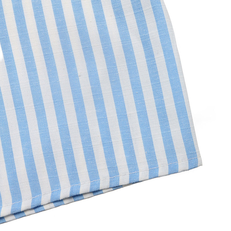 Blue Striped Oversized Button Down Shirt Long Sleeve