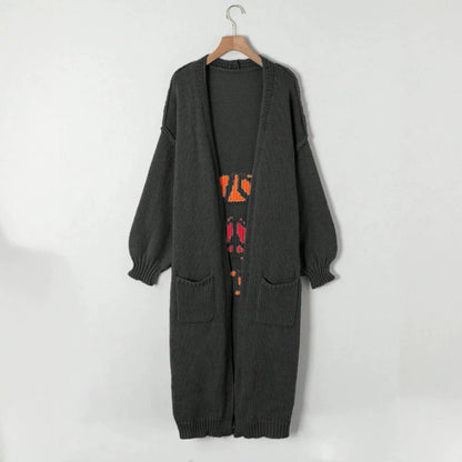 Oversized Open Front LOVE PEACE Maxi Knit Cardigan
