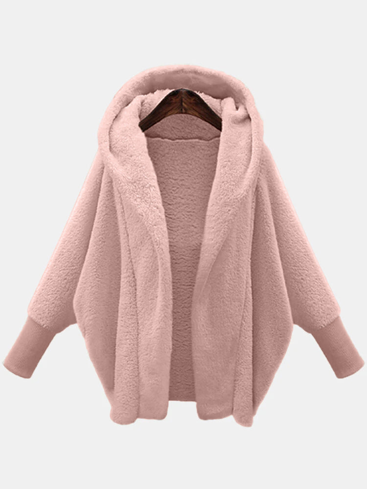 Women's Oversized Fuzzy Hooded Cardigan Plus Size