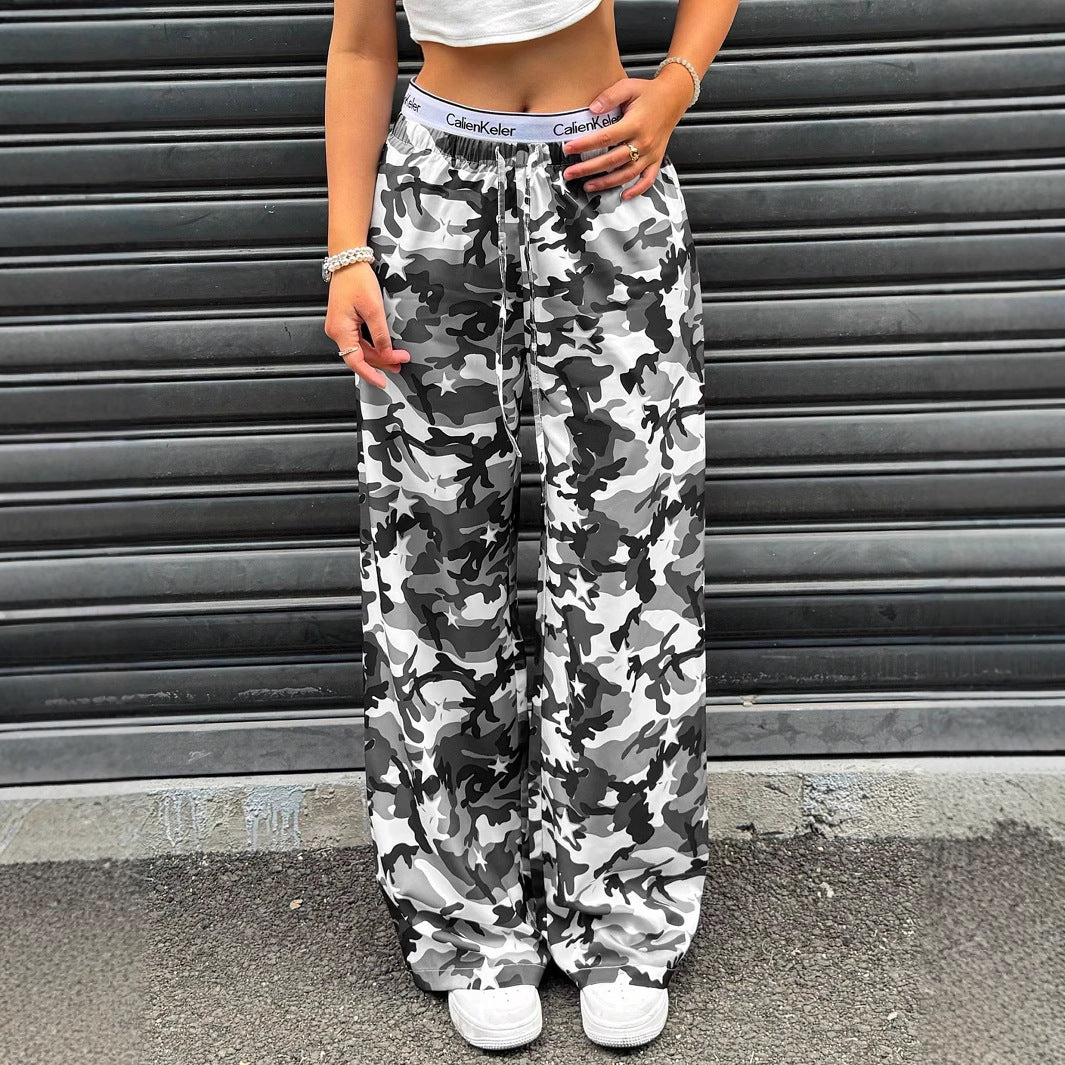 Women's Camo Low Rise Baggy Straight Leg Pants