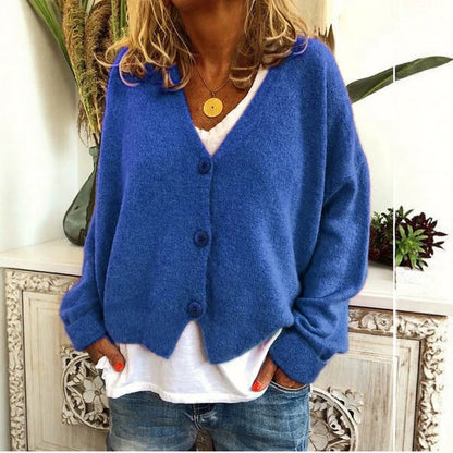 Women's Oversized V-Neck Batwing Sleeve Button Cardigan