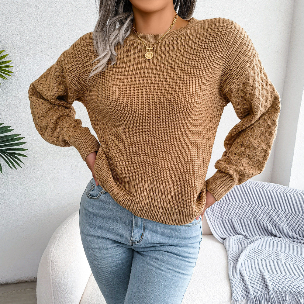 2025 Fall/Winter Casual Lantern Sleeve Knit Sweater