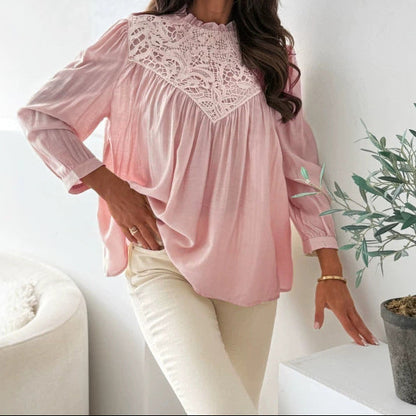 Women's Crochet Lace Long Sleeve Flowy Blouse