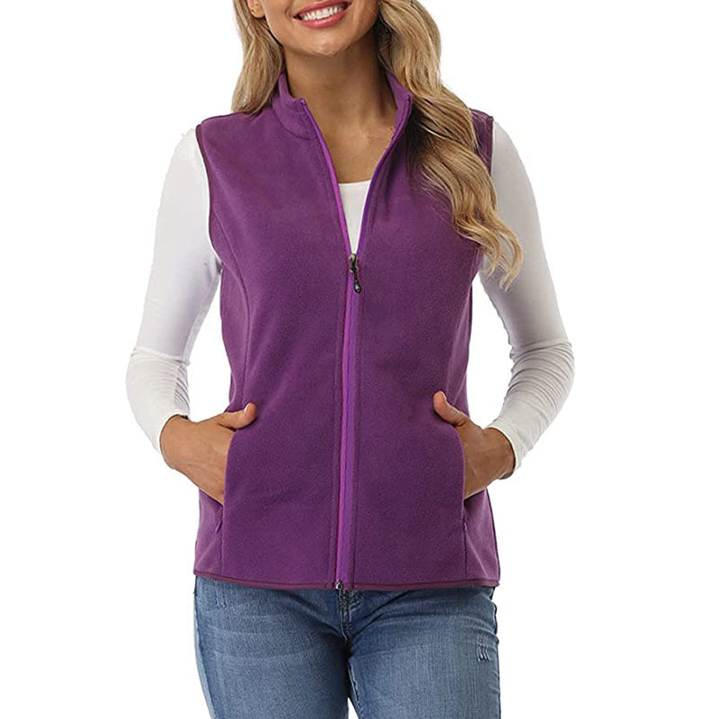 Women's Fleece Vest Zip Up Lightweight with Pockets