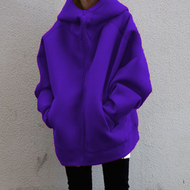 Oversized Zip Up Fleece Hoodie Women Longline Jacket