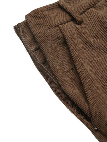 High Waist Corduroy Wide Leg Trouser Pants