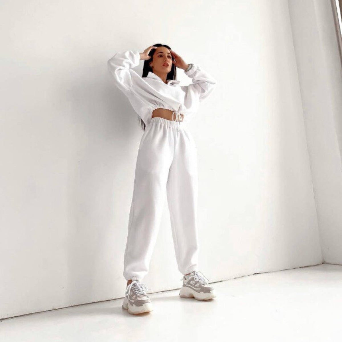 Women's Oversized Quarter Zip Fleece Sweatsuit Set