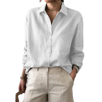 Women's Oversized Linen Button Down Shirt Casual Blouse