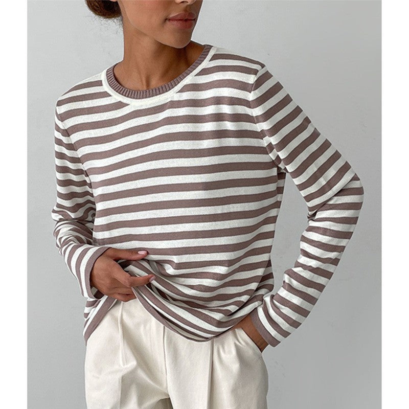 Women's Classic Striped Crewneck Pullover Sweater