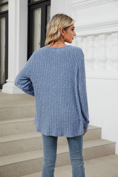Soft Ribbed Button-Down Knit Cardigan for Fall & Winter