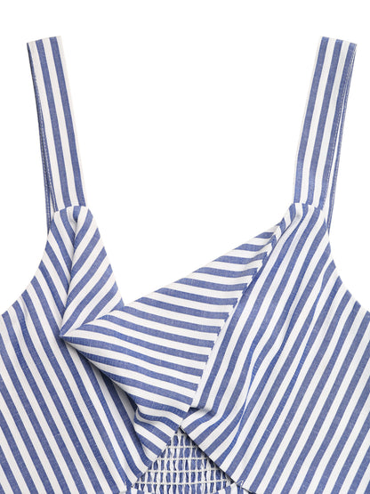 Striped Cutout Wide Leg Jumpsuit V Neck Summer Outfit