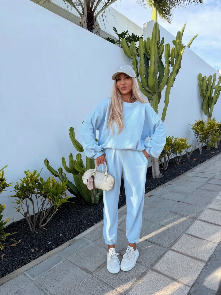 Women's Ribbed Lounge Sweatshirt Jogger Set