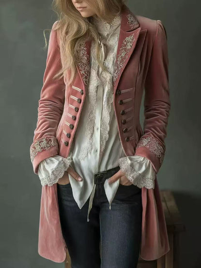 Women's Embroidered Velvet Blazer Vintage Jacket