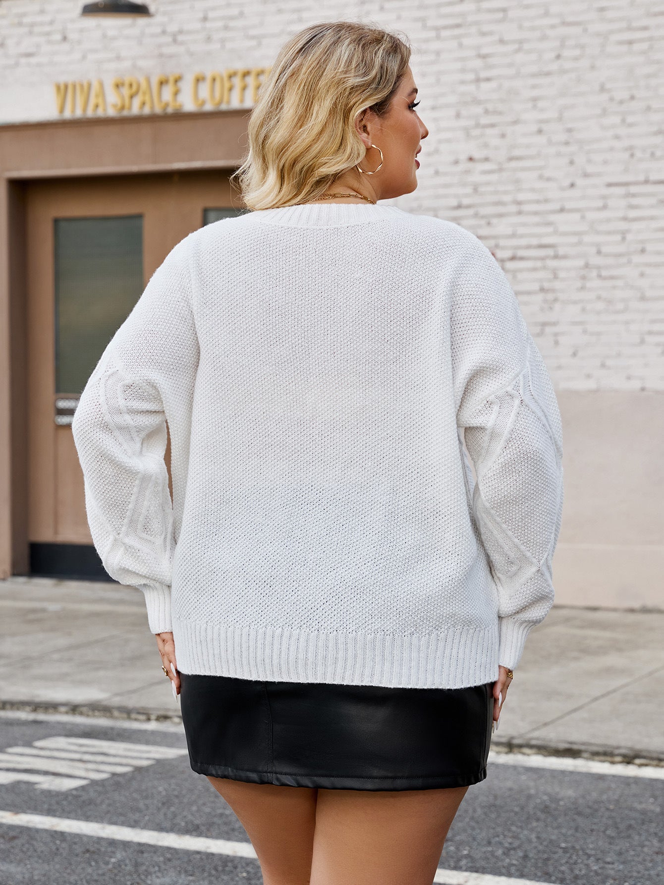 Plus Size Diamond Knit Pullover Sweater for Women