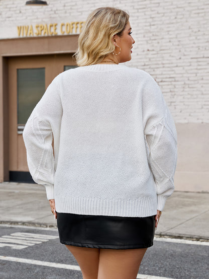 Plus Size Diamond Knit Pullover Sweater for Women