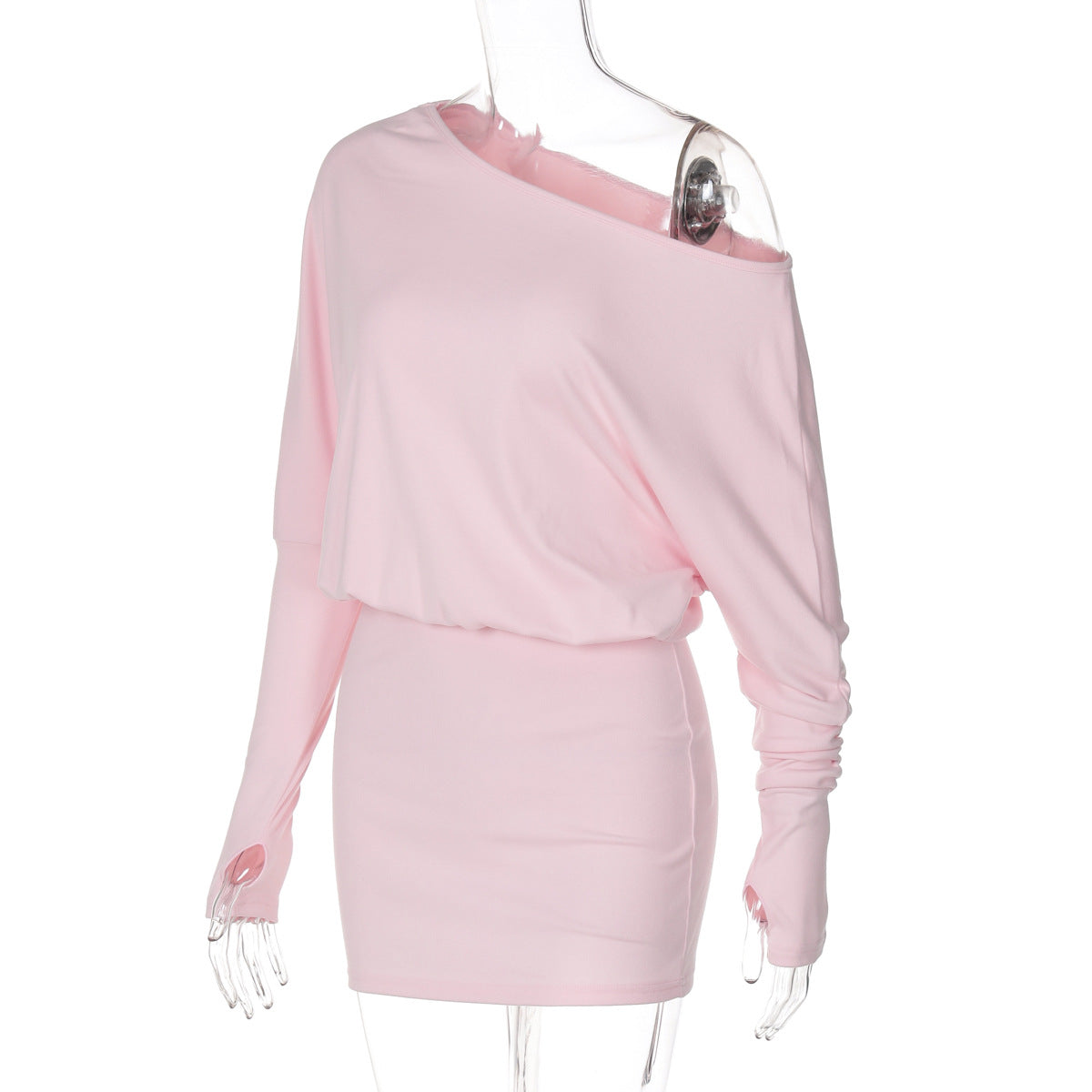 Y2K One Shoulder Long Sleeve Bodycon Mini Dress