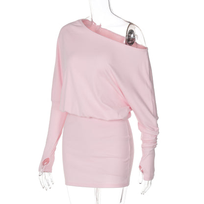 Y2K One Shoulder Long Sleeve Bodycon Mini Dress