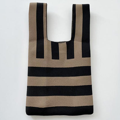 Stripe Woman's Knitted Tote Bag Knit Waist Bag