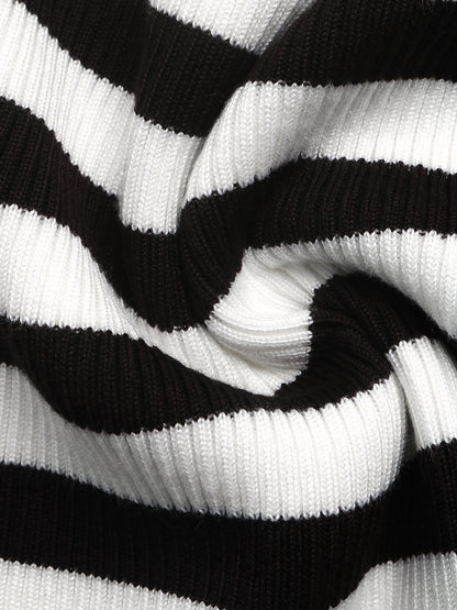 Women's Striped Boat Neck Long Sleeve Knit Sweater